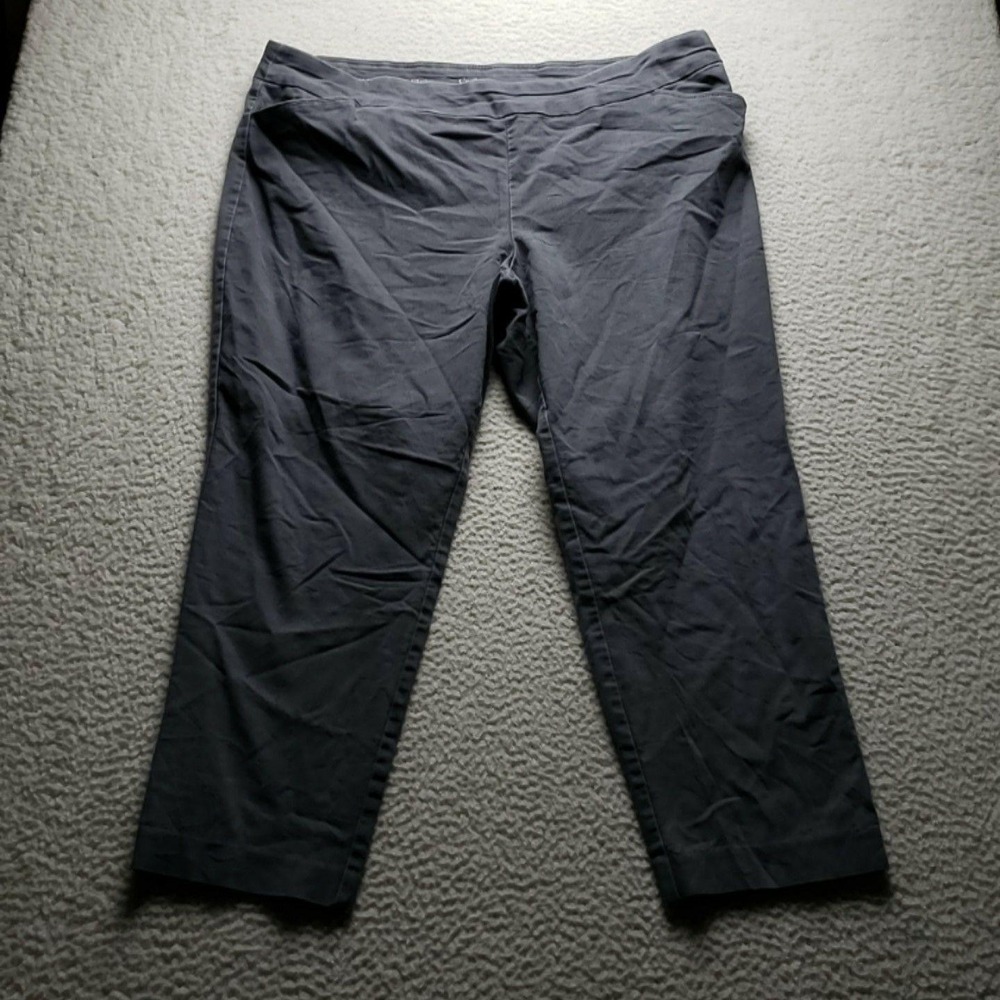 Croft & Barrow Pants Womens 22W Gray Twill Effortless Stretch Pull On Pockets